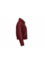 Burgundy Cropped Faux Leather Jacket