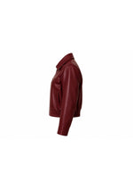 Burgundy Cropped Faux Leather Jacket