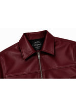 Burgundy Cropped Faux Leather Jacket