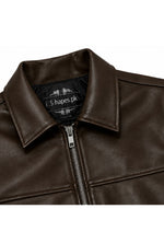 Coffee Brown Cropped Faux Leather Jacket