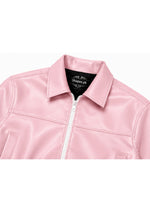 Baby Pink Crop[ped Faux Leather Jacket