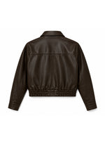 Coffee Brown Cropped Faux Leather Jacket