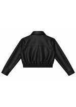 Black Cropped Faux Leather Jacket