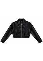 Black Cropped Faux Leather Jacket